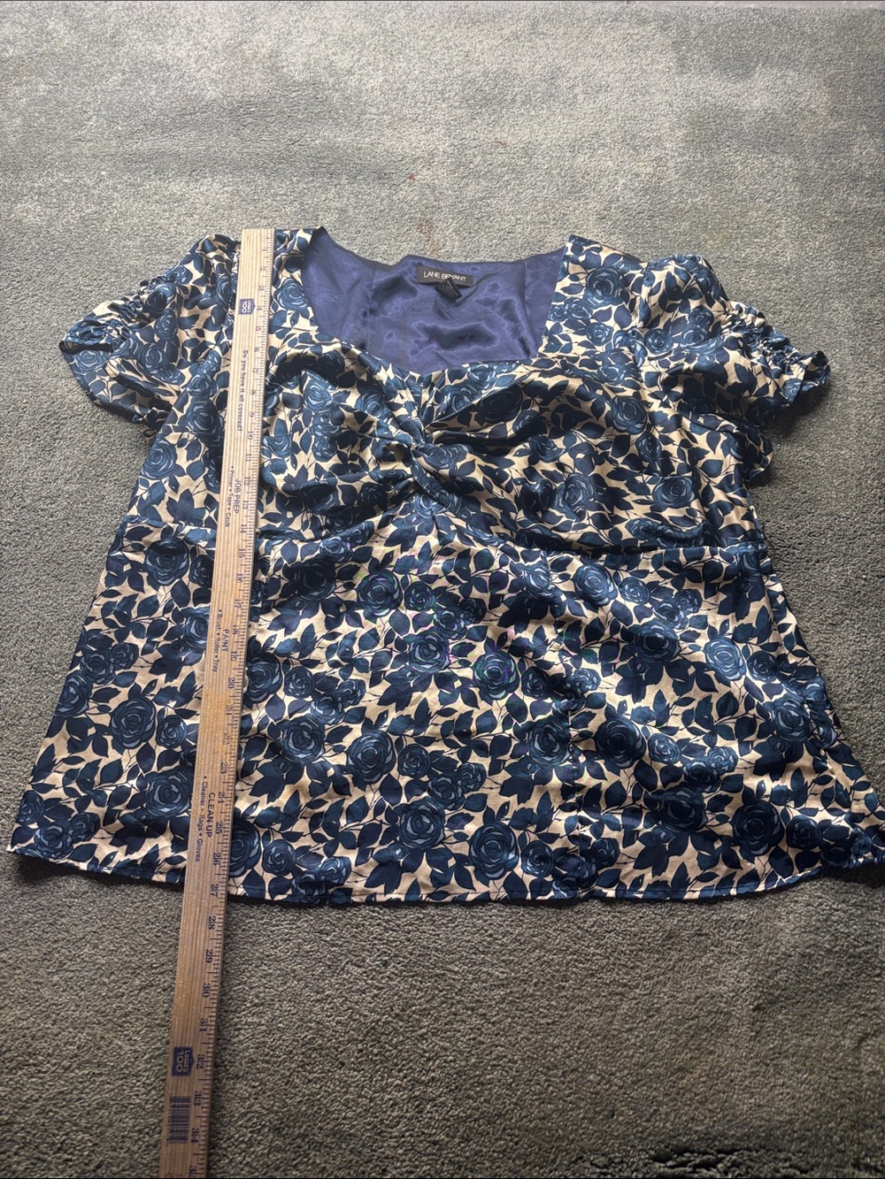 Lane Bryant Navy and Cream Floral Twist-Front Blouse size 26 plus